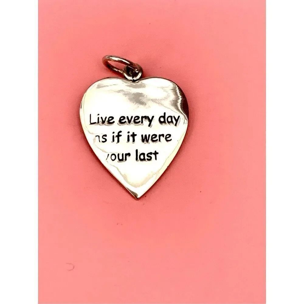 .924 Heart Engraved Live Every Day As If It Was your Last Sterling Silver Jewelr